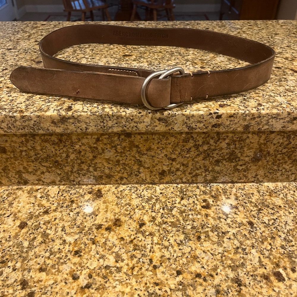 Abercrombie & Fitch Brown Smooth Leather Belt L 34/36 Ring Buckle